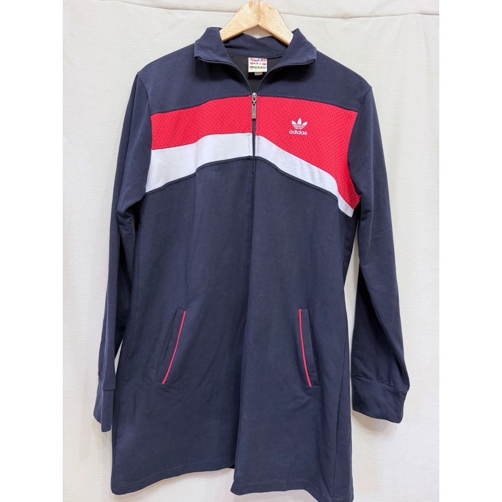 Vintage Adidas Navy Blue Red White Chevron Longline Track Jacket Size 3XL